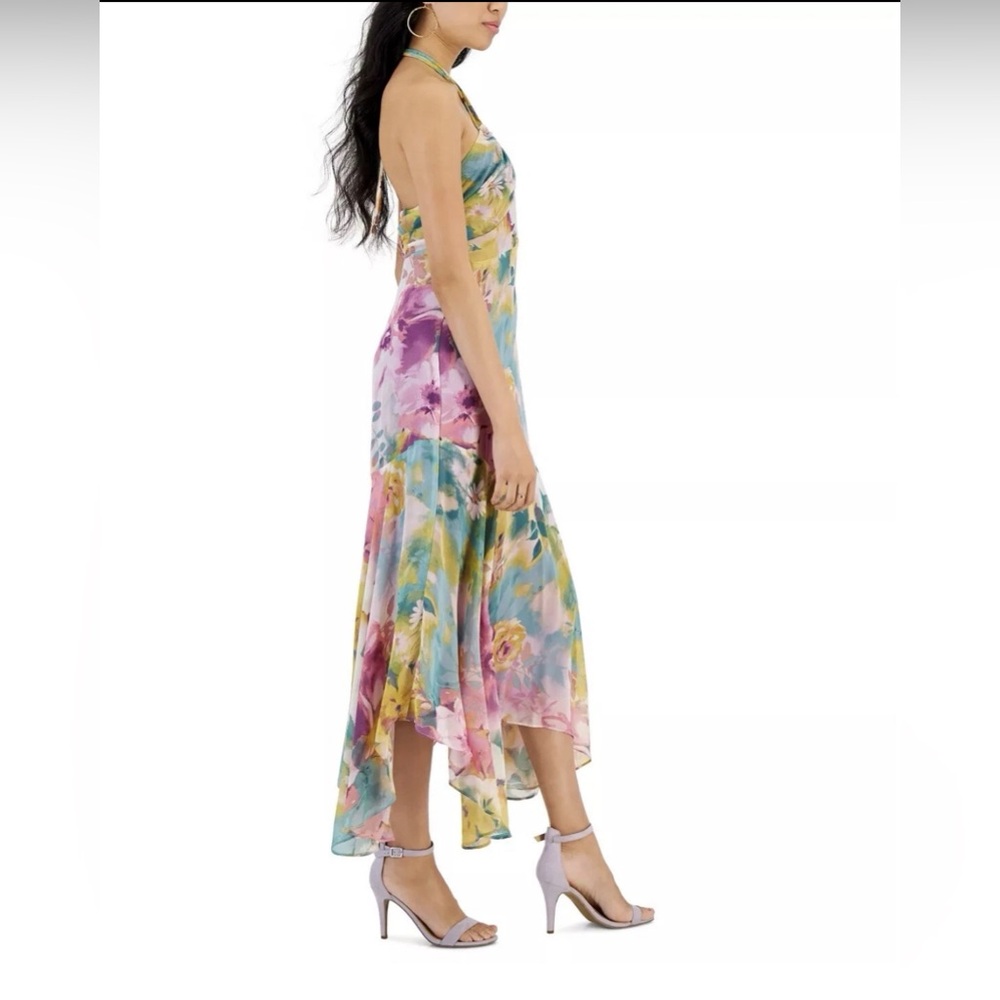 Taylor Asymmetrical Ruffled Pink and Yellow Sundress NWOT - Picture 6 of 8